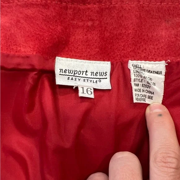 Red Suede Leather Wrap Maxi Skirt w/ Fringe - Size L - Picture 4 of 5